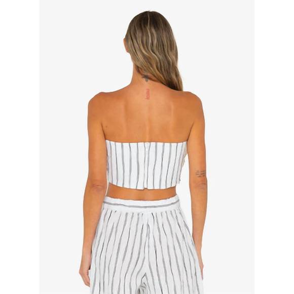 NEW JUST BEE QUEEN clementine top in black/white stripe - Picture 2 of 3